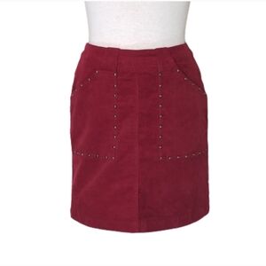 Miami Studded Corduroy Skirt Burgundy Size S